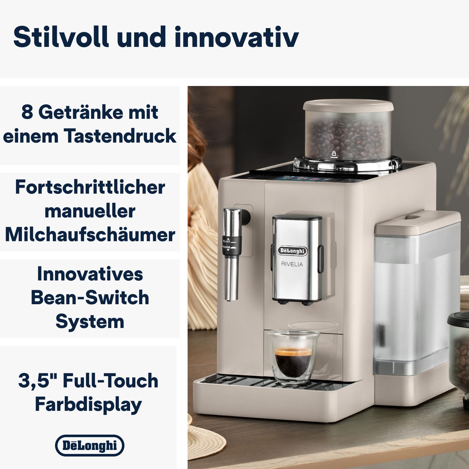 De'Longhi Rivelia EXAM440.35.BG Kaffeevollautomat mit Milchaufschäumdüse – Bild 3