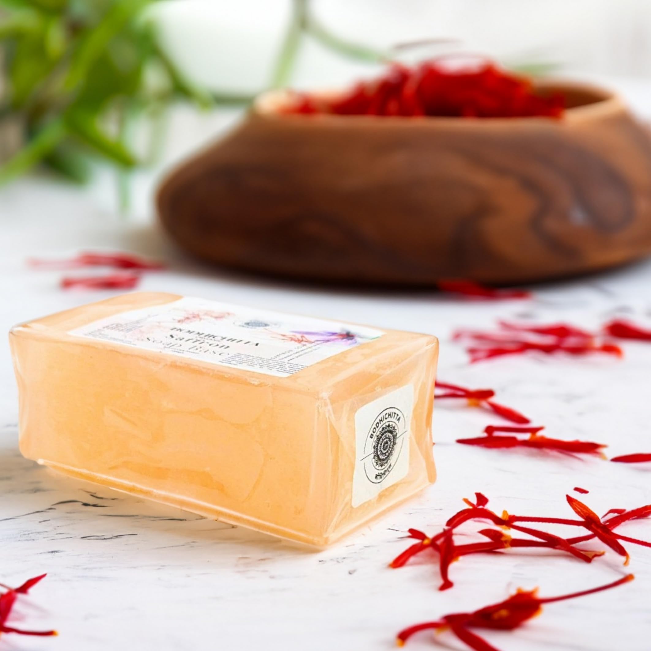 Bodhichitta Saffron Glycerin Soap Base |100% Pure Organic & Natural | Paraben, SLS, Chemical Free | Melt & Pour Soap Base Bar For Soap Making 1kg 2
