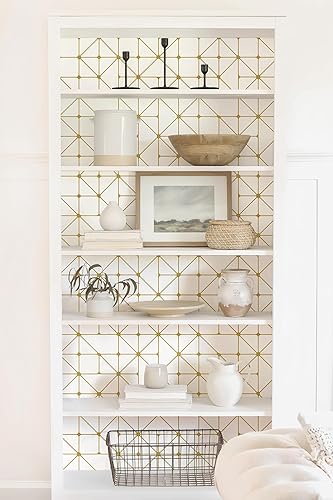 Miniatura 6 de Papel tapiz geométrico para despegar y pegar, papel tapiz autoadhesivo con rayas doradas, papel de contacto para cajones de estantes, papel tapiz