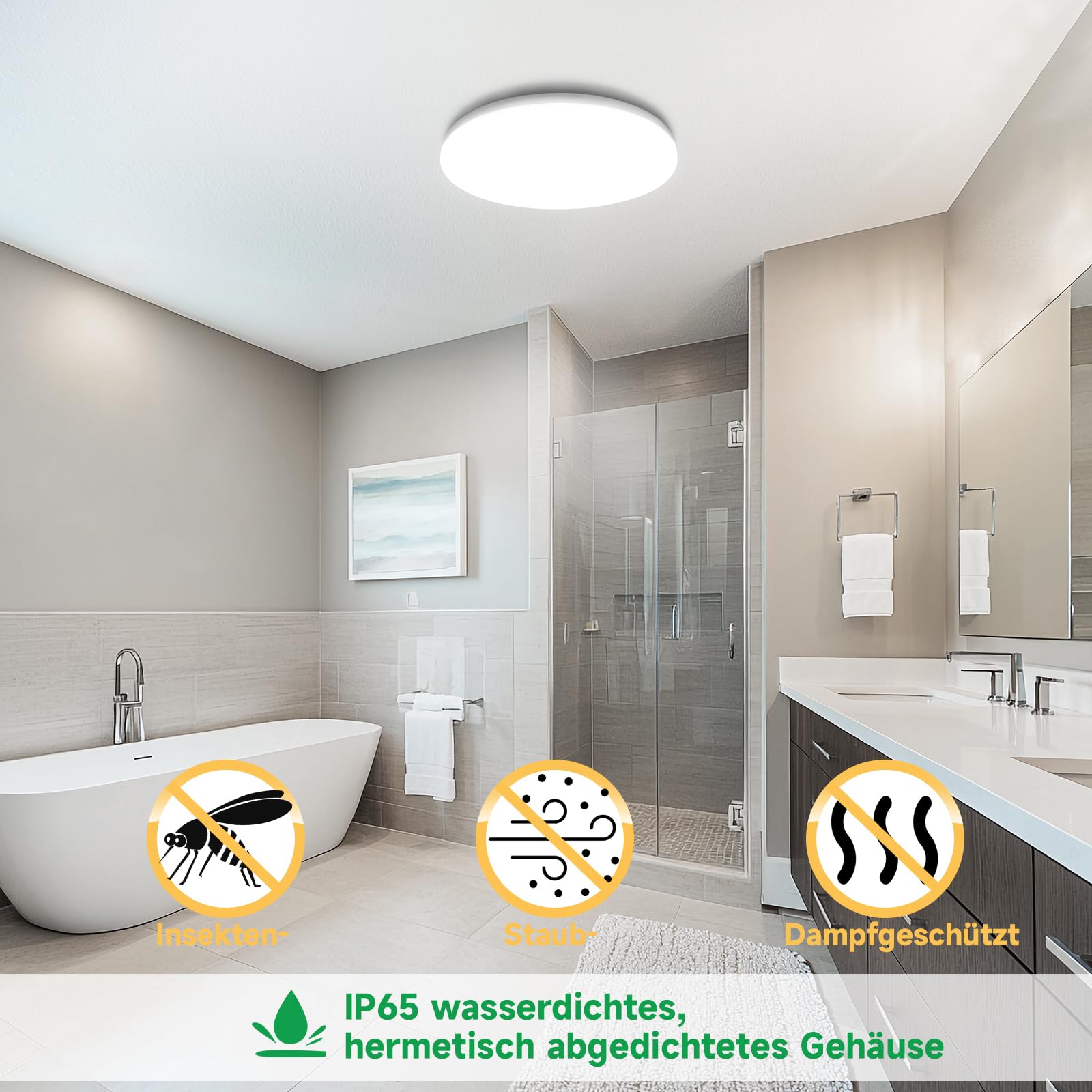 Badezimmerleuchten, 4000 K, 2 Stück, Ø 22 cm