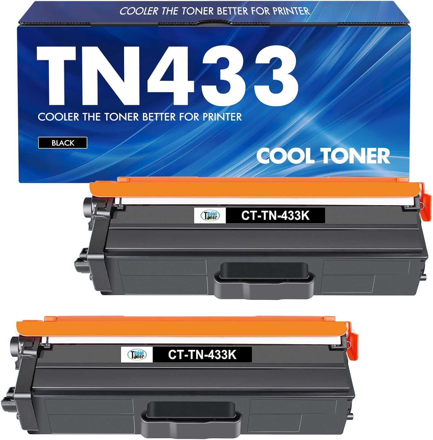 Cool Toner TN433BK TN433 Black Compatible Toner Cartridge Replacement for Brother TN433BK TN433 TN431BK TN-433 for Brother MFC-L8900Cdw HL-L8360Cdw HL-L8260Cdw HL-L8360Cdwt 8900Cdw Printer Ink 2 Pack
