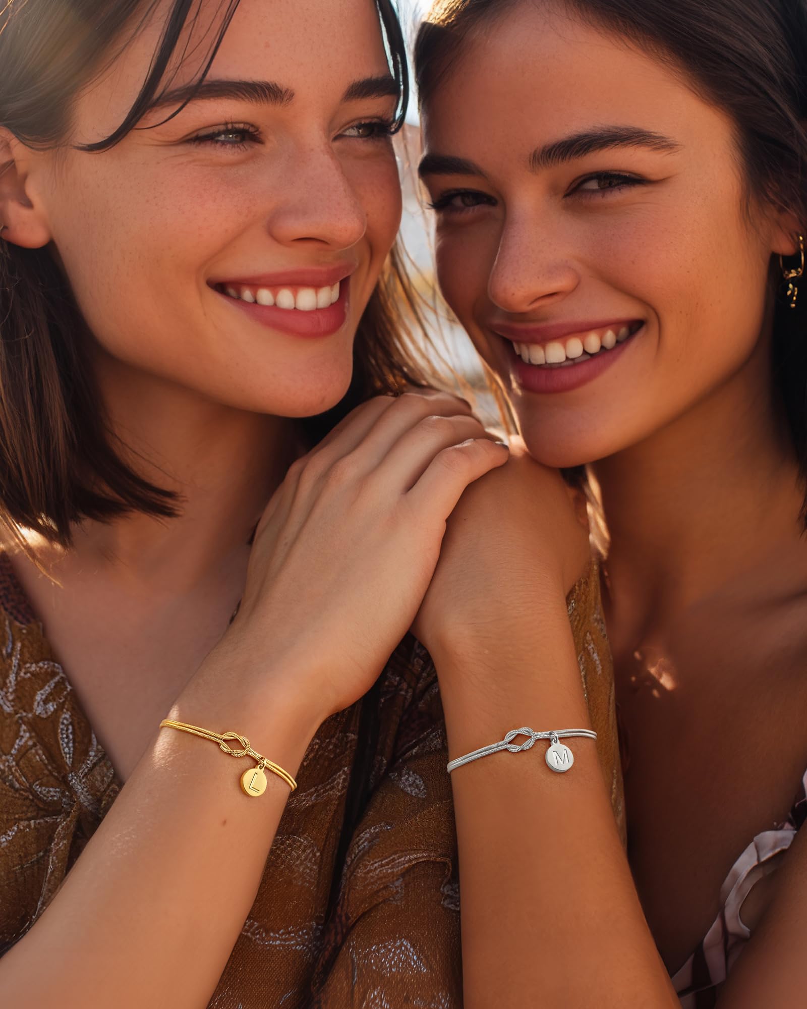 J.Fée Bracciale Nodo con Iniziali per Donna e Uomo,Bracciale Donna Argento 925 e Bracciali Donna Oro 14K,Regalo Donna Uomo Regalo Amica Coppia Regali per Lei