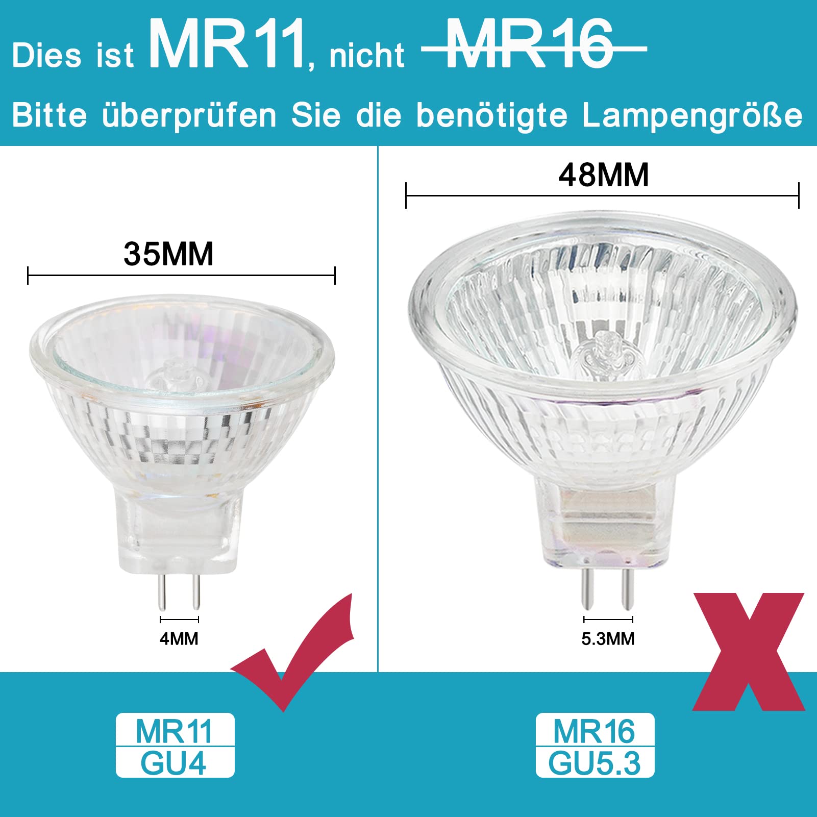 2 Ampoules Halogènes GU10 28W 2800K - Pour Lampe à Lave, Spots - Dimmable, 330 Lumens, Culot GU10 - 9