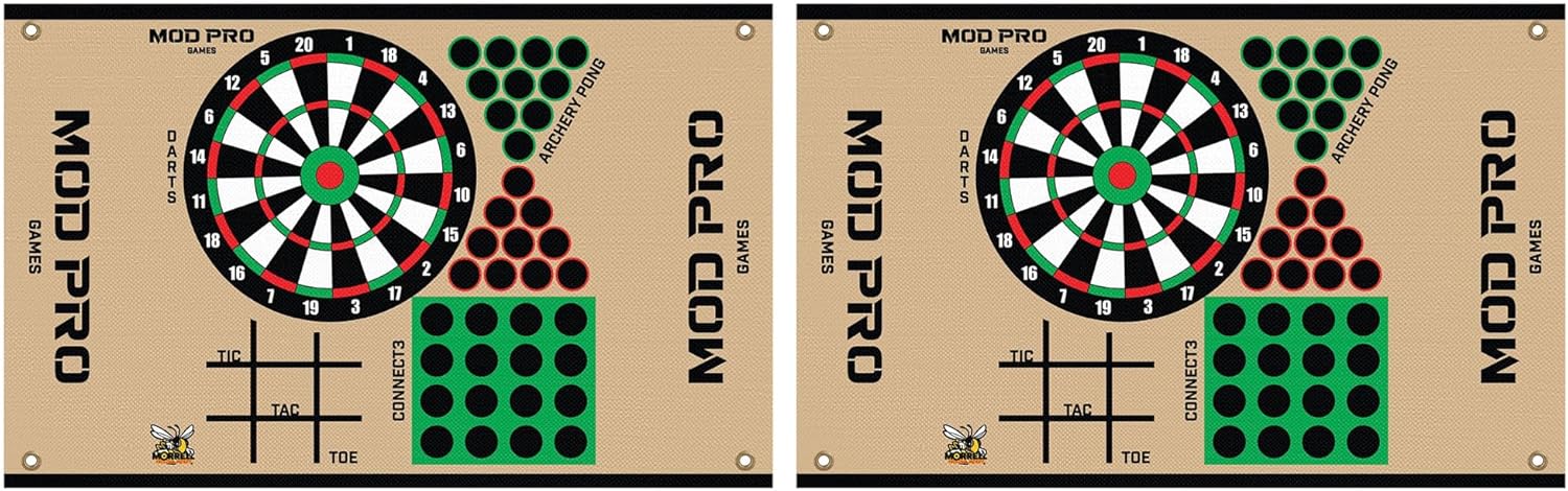 Morrell Yellow Jacket MOD Pro Games Wrap with Tic Tac Toe, Archery Pong, Connect 3, and Dart Board Bullseye for Archery Target, 2 Pack, Tan