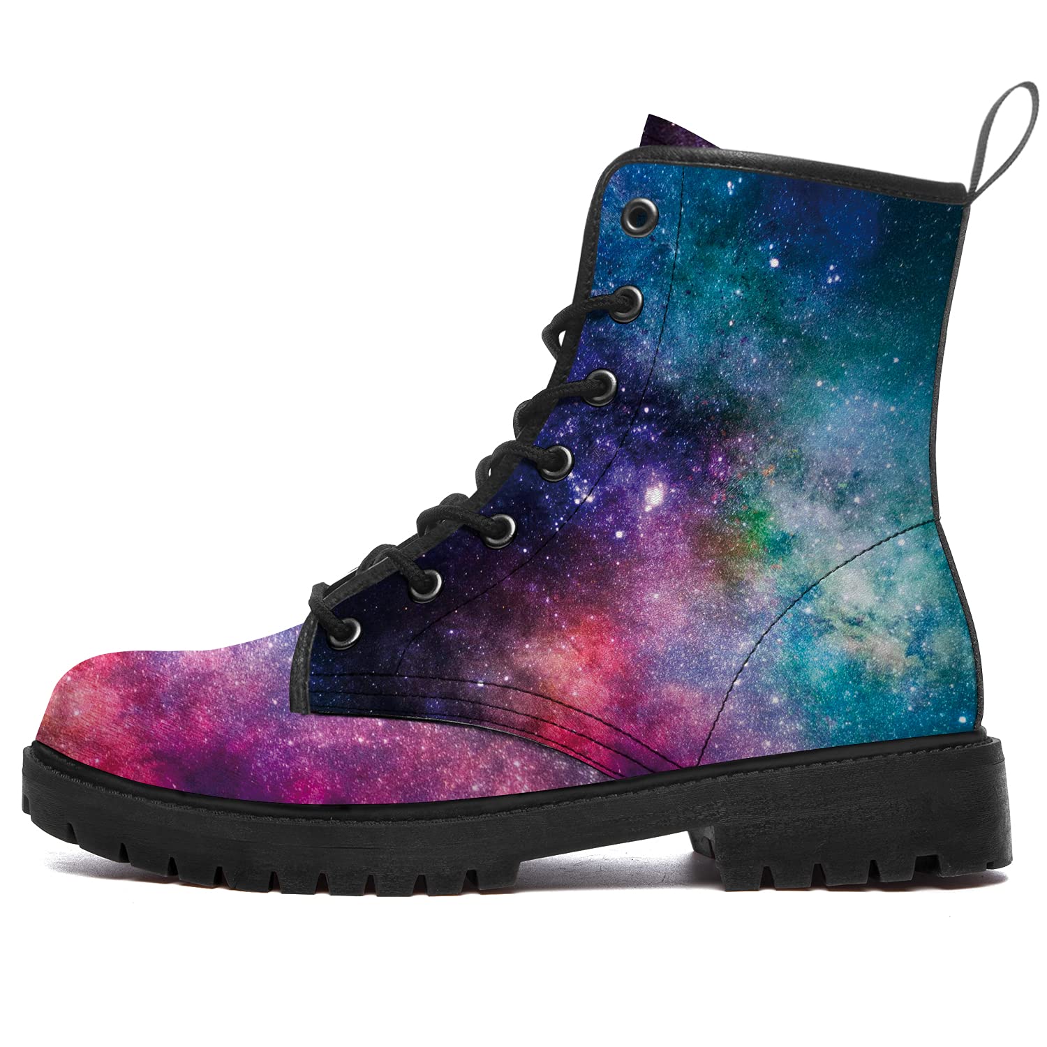 dophoic Turquoise Pink Galaxy Boots for Women Men Combat Boots Shoes Galaxy Starry Sky Nebula Hiking Boots Gifts for Travel,US Size 8.5 Mens/10 Womens