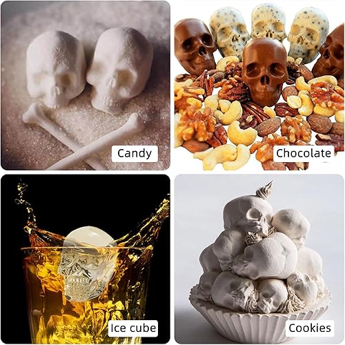 Miniatura 2 de 2 moldes de silicona para caramelos de calavera de gomita de 140 cavidades, para chocolate, fondant, dulces, galletas, gelatina y perros, concepto