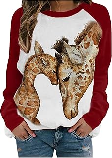 9-W54 Vermelho Feminino Gola Redonda Elastano Agasalho Casaco Moletom para Mulheres Manga Punho Ajuste Relaxado Longo Pulôver Bonito Animal Inverno Outono Roupa Exterior 2023 Roupas Q7 XXL, 9-w54, vermelho, XXG