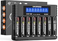 Vista 1 de Deleepow Baterías AA recargables de litio 1.5V 3400mWh 8 pilas recargables AA con cargador 1500 ciclos