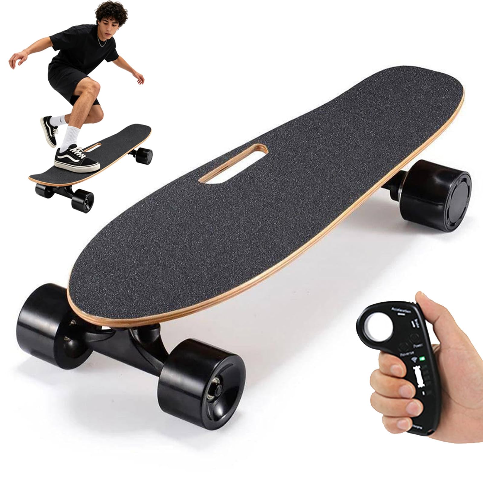 Skateboard électrique avec Télécommande, Longboard électrique 350 W pour Enfants Et Adultes, Vitesse Maximale De 22 Km/H, Autonomie De 13 Km, Plateau en érable 7 Plis, 4 Vitesses Réglables