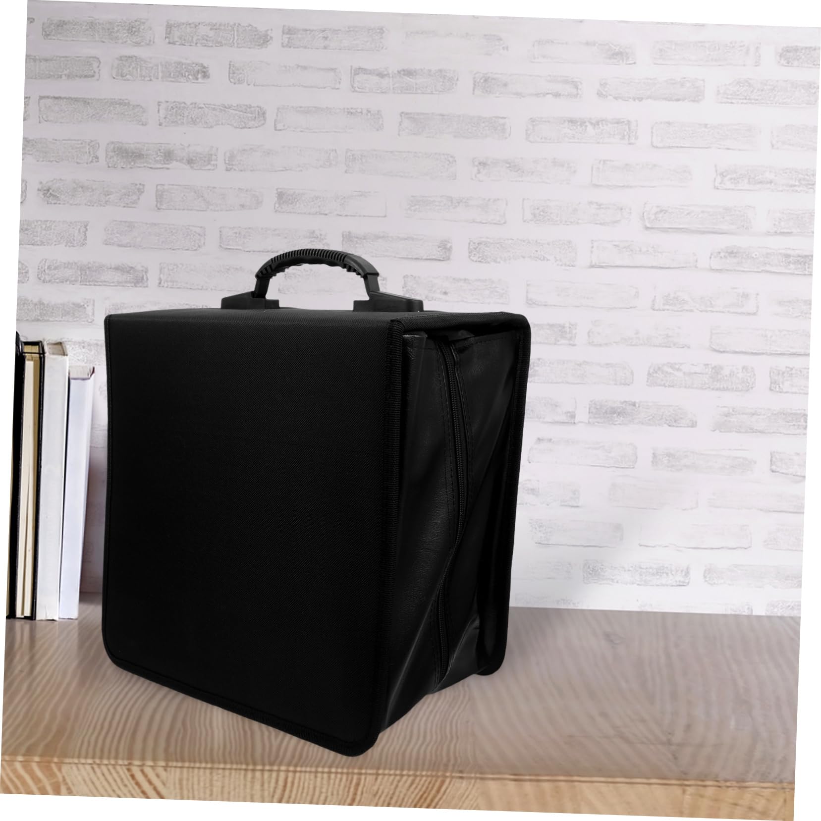 GLEAVI Portaoggetti Per Dvd in Pelle Pu Nero Con Maniglia Organizer Per Cd Da Dischi Custodia Porta Cd Per Auto Casa Ufficio e Viaggi