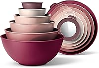Vista 18 de COOK WITH COLOR - Tazones para mezclar anidables, juego de 12 tazones de plástico con tapas, aptos para microondas (menta degradada)