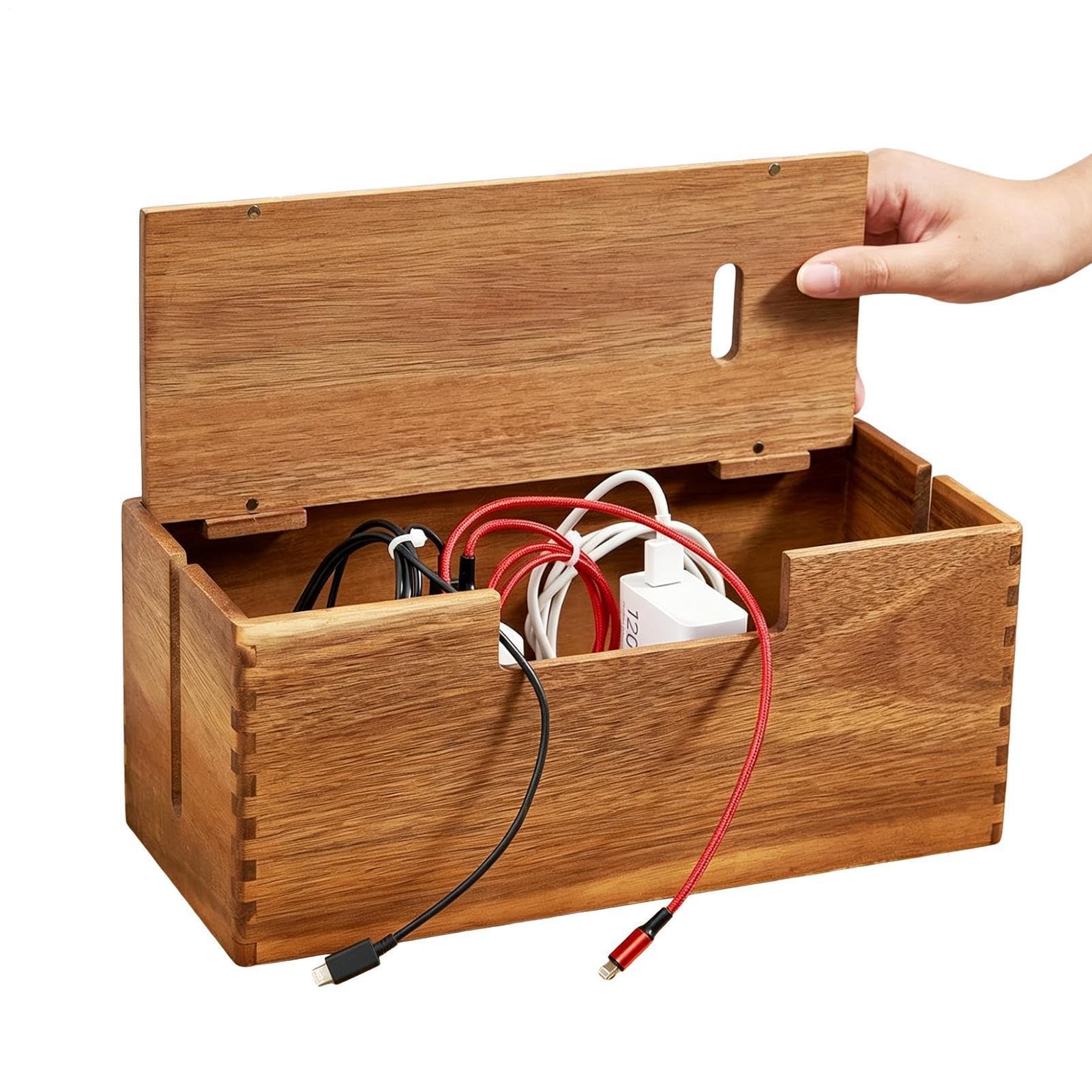 Caja de gestión de cables de madera para organizar los enchufes del hogar 8