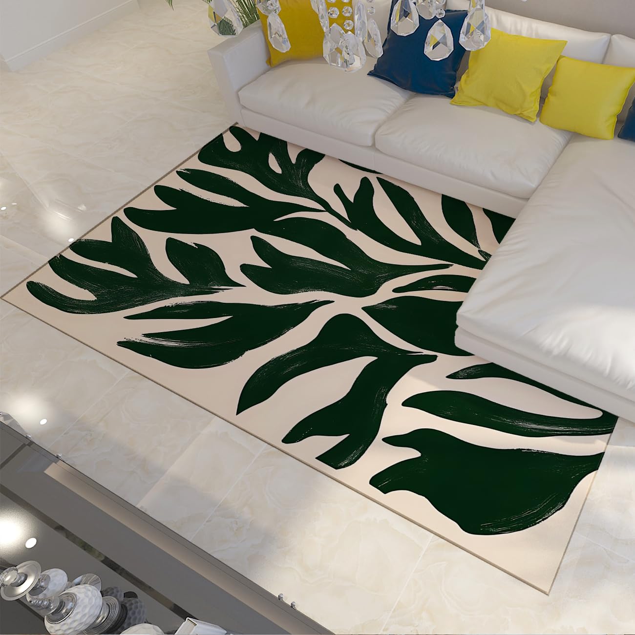 Tapis vert 60x90cm pour une descente de lit douce et moderne