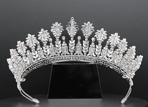 Miniatura 5 de Tiaras y coronas de boda de lujo con circonita cúbica 5A para mujer, hechas a mano, accesorio para el cabello, diadema grande de circonita cúbica,