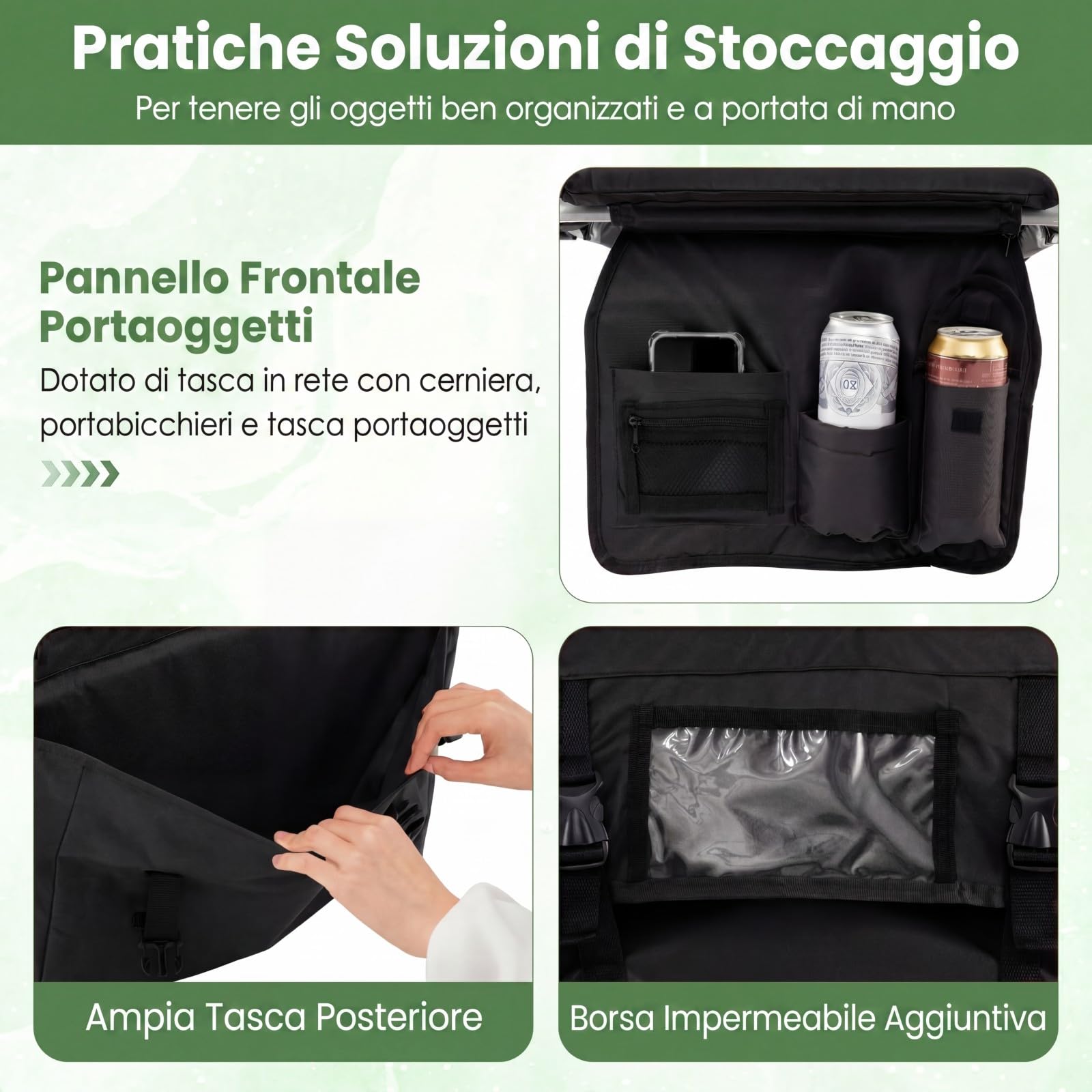 COSTWAY Sedile da Tribuna Pieghevole con Schienale e Braccioli | Struttura in Metallo, Sedia da Stadio Portatile con Tasche Portaoggetti e Portabicchieri per Eventi Sportivi, Portata 102 kg