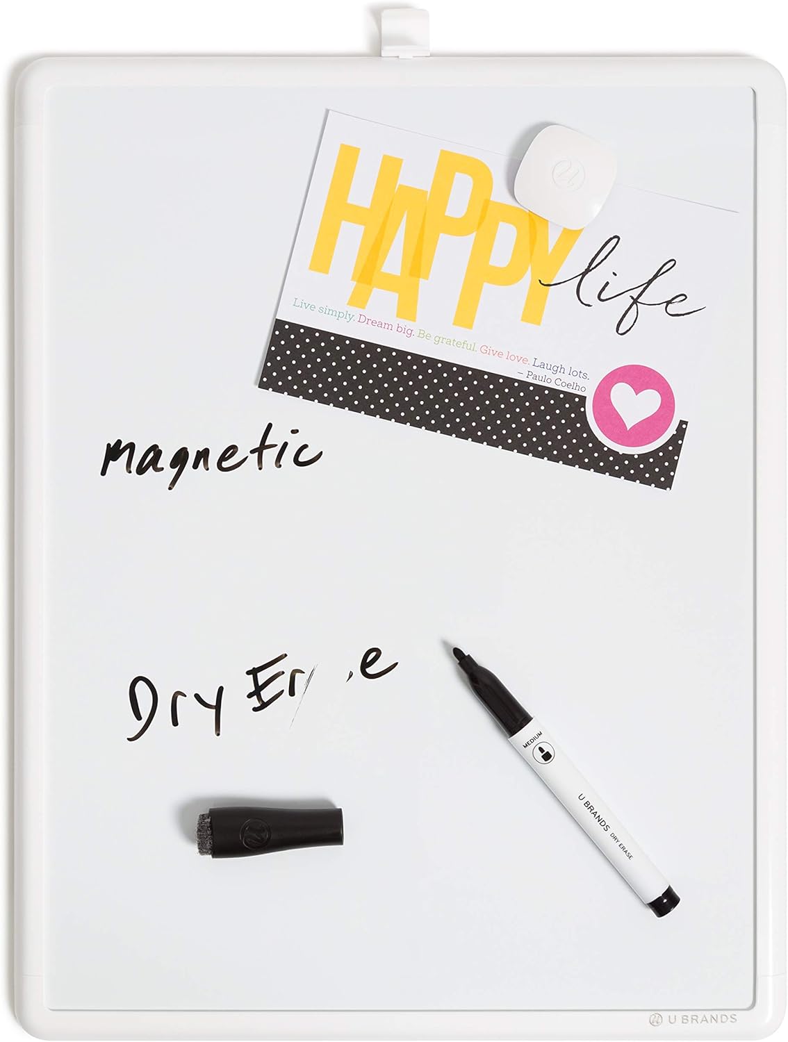 U Brands Magnetic Small Whiteboard Set, 11" x 14", 4 Pack, Contempo White Modern Frame, Mini White Board Fridge and Locker, Small Dry Erase Board, Includes 4 Markers & 4 Magnets