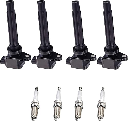 ENA Juego de 4 bobinas de encendido y bujías de platino compatibles con Suzuki SX4 SX 4 SX-4 Hatchback Sedan 07 08 09 Bobinas de repuesto de 2.0 L