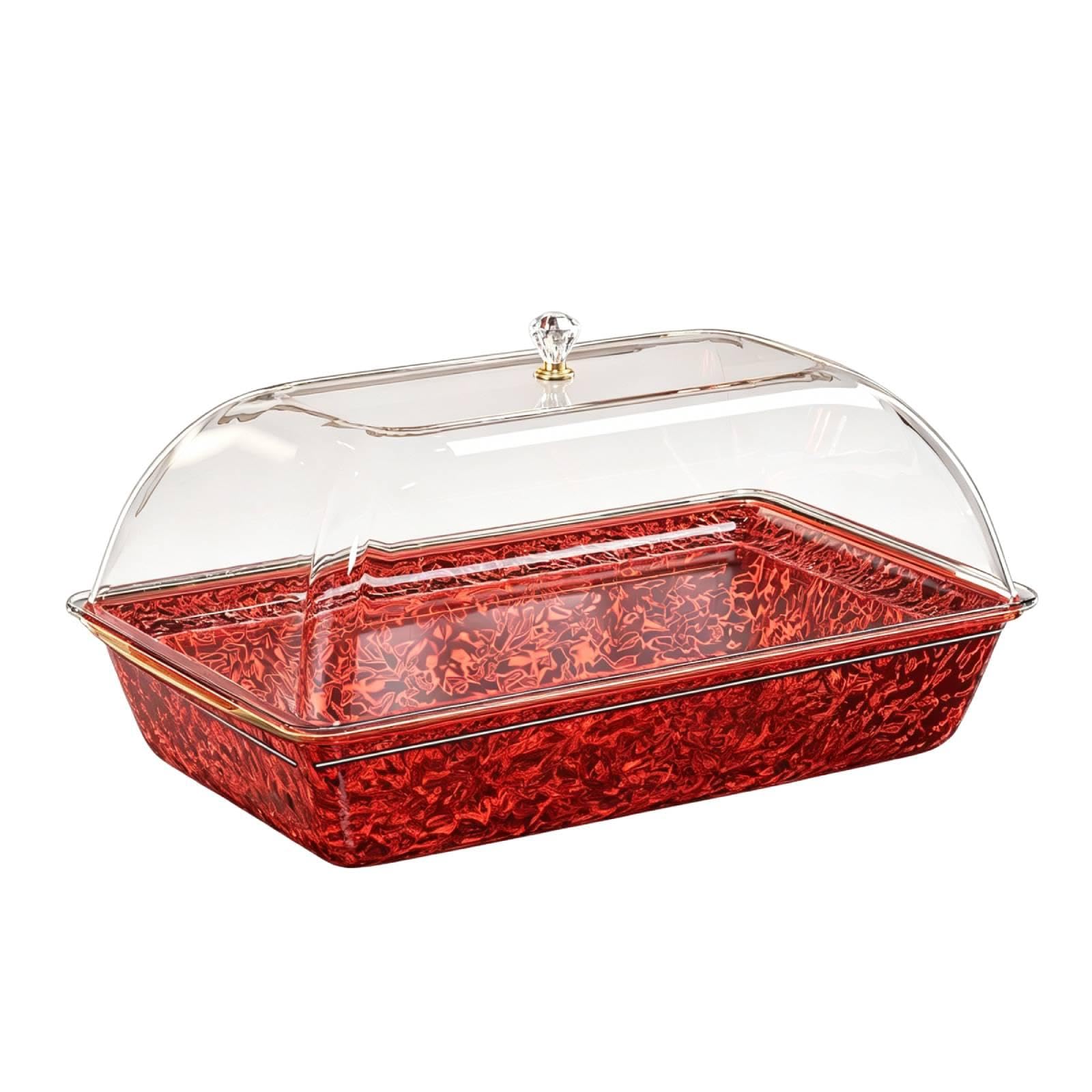 Vassoio per Servire Vassoio Portavivande con Coperchio Ermetico Portata Grande Rettangolare in PETG Design Pratico Adatto, Rosso