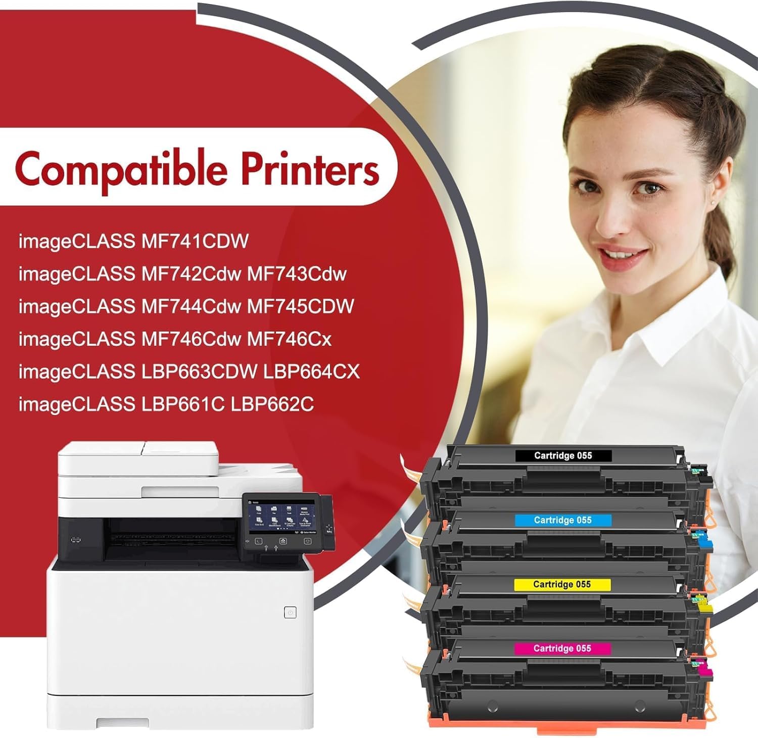 055 055H Compatible pour Canon 055 i-SENSYS MF742Cdw Cartouche de Toner