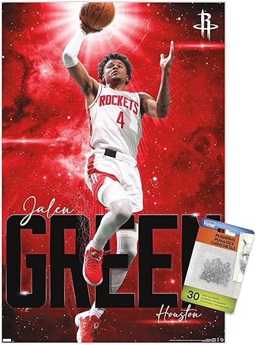 Miniatura 7 de Trends International NBA Houston Rockets - Póster de pared Jalen Green 23, 22.37 x 34.00 pulgadas, paquete de póster y alfiler