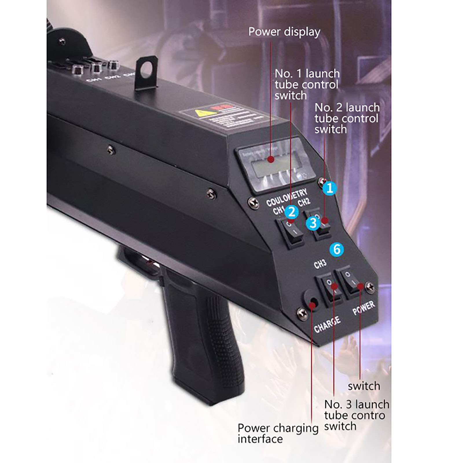 Lanceur de Confetti,Pistolet de Salut éLectronique à Trois Coups de ScèNe,Machine à Confettis éLectrique,pour Les Discos DJ,Bars,Mariages Et Les ThéâTrales,Fusil d'artifice