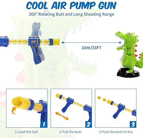 Miniatura 7 de EagleStone - Juego para disparar al dinosaurio para niños Juego de tiro al blanco con pistola de bomba de aire con registro de puntuación de LCD