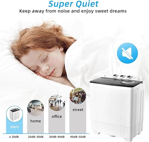 Miniatura 8 de Giantex Lavadora portátil, combo de lavadora y giratoria de 26 libras, lavado de 18 libras, 8 libras giratoria, bomba de drenaje integrada, con