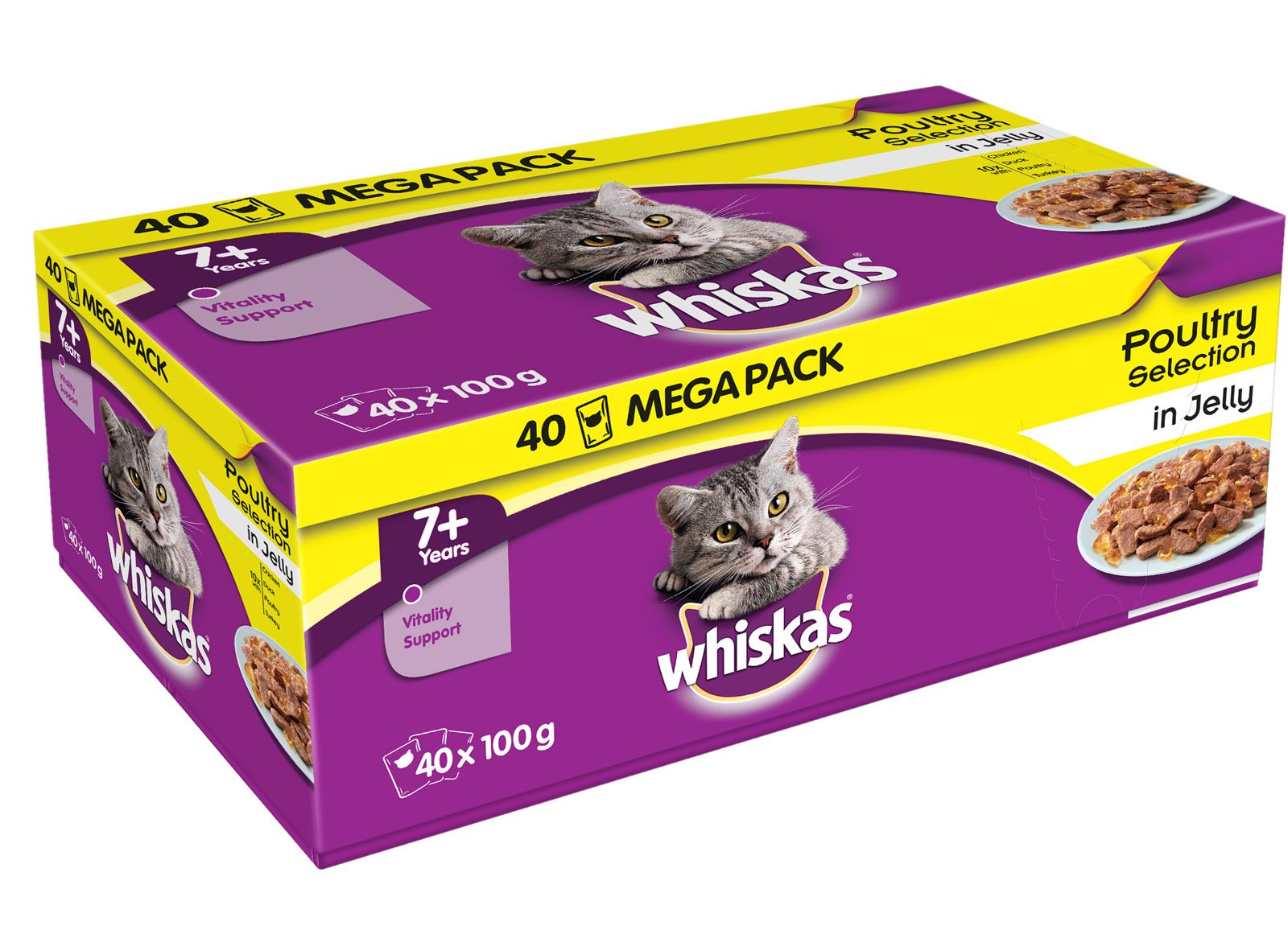 whiskasPoultry in Jelly Wet Senior 7+ Cat Food Pouches, 40 x 100g