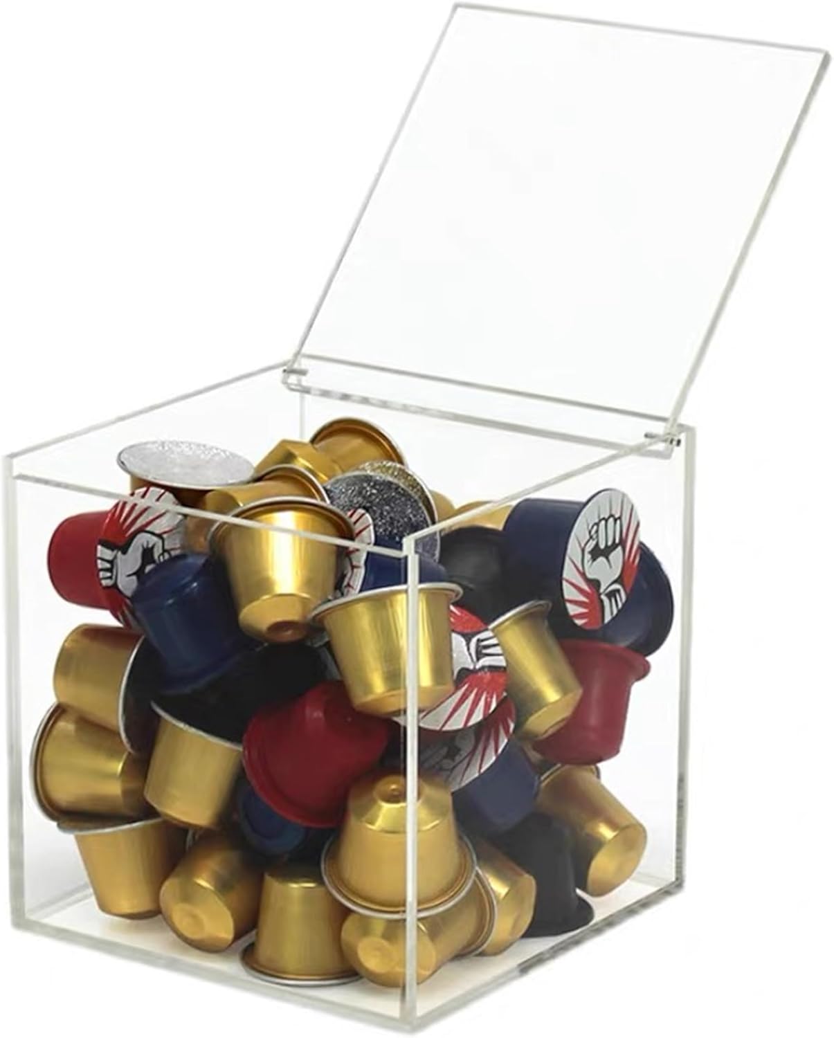 Acrylic Box Large Clear Box with Lid Acrylic Hinged Lid Storage Box Clear Coffee Pod Holder Graduation Candy Gift Box Transparent Display Box Acrylic Holder with Lid 5.9 x 5.9 x 5.9 Inch