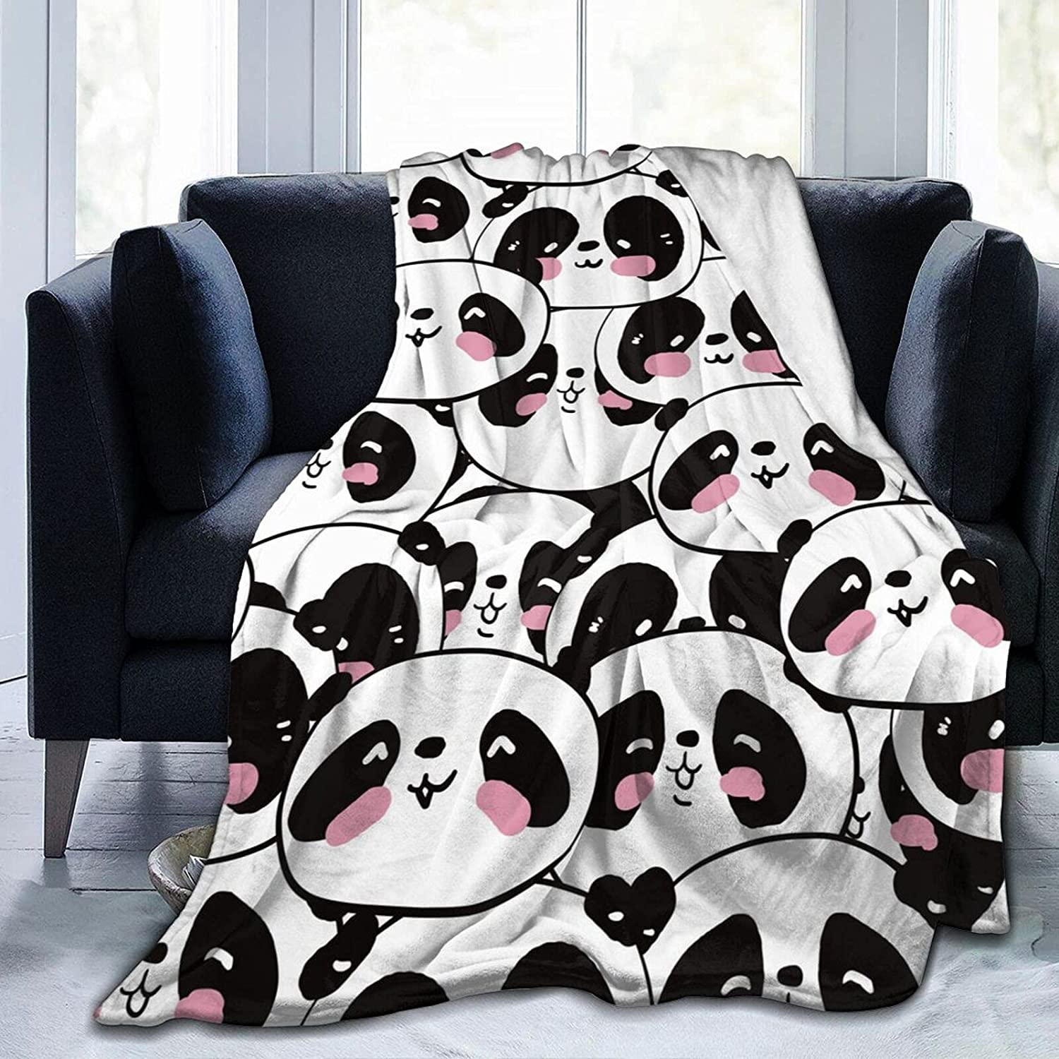 Couverture Polaire 220x240 Adulte Panda Noir Et Blanc, Moelleuse Plaid Canape Polaire en Microfibre pour Canapé et Lit, Plaid Couverture Lit 2 Personnes en Flanelle Douce et Chaude