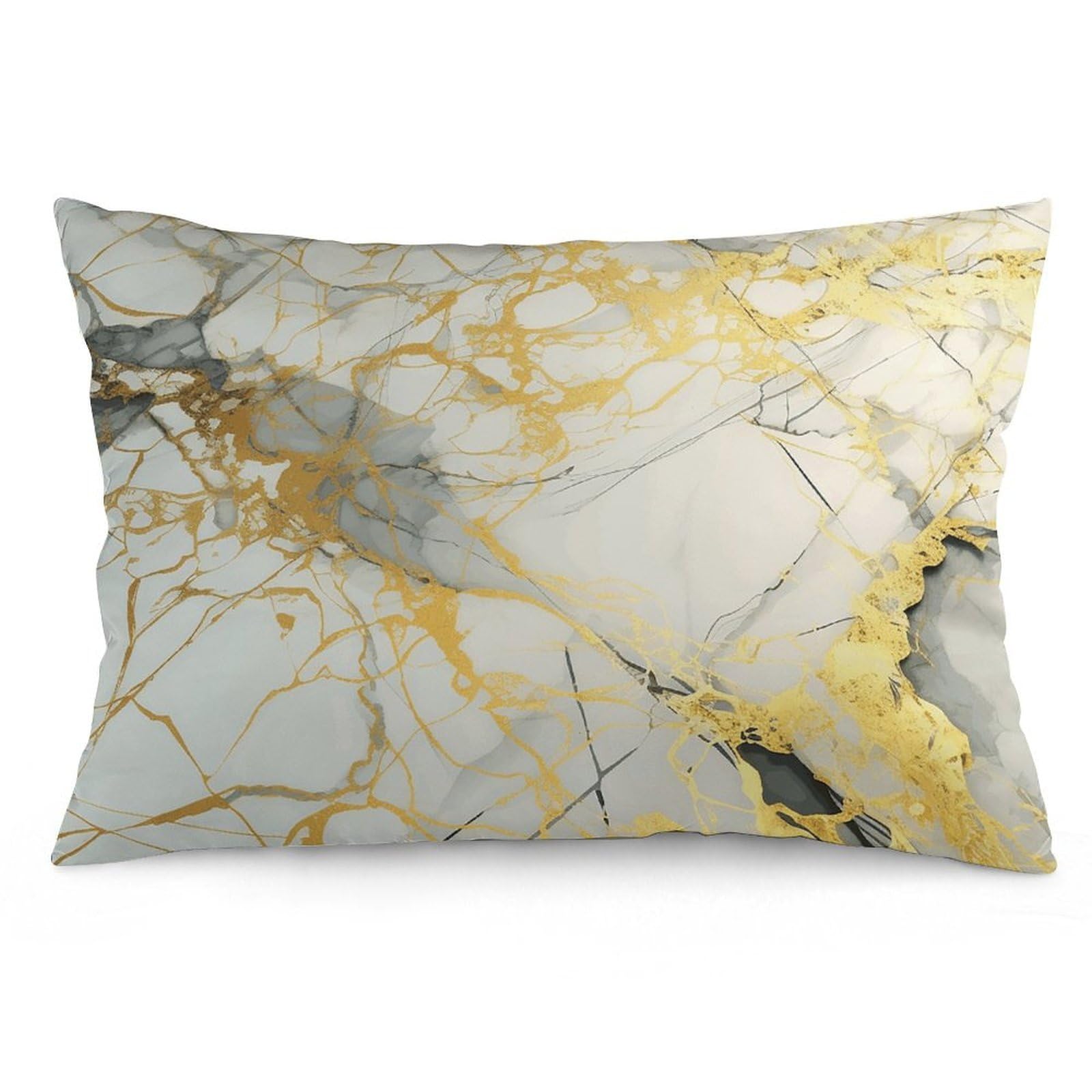 2 Pack Pillow Cases for Hair and Skin, Soft Breathable Pillow Case Covers with Hidden Zipper, Marble Surface Pillowcase 12 "x20 Pillow Covers for Sleeping Gift
