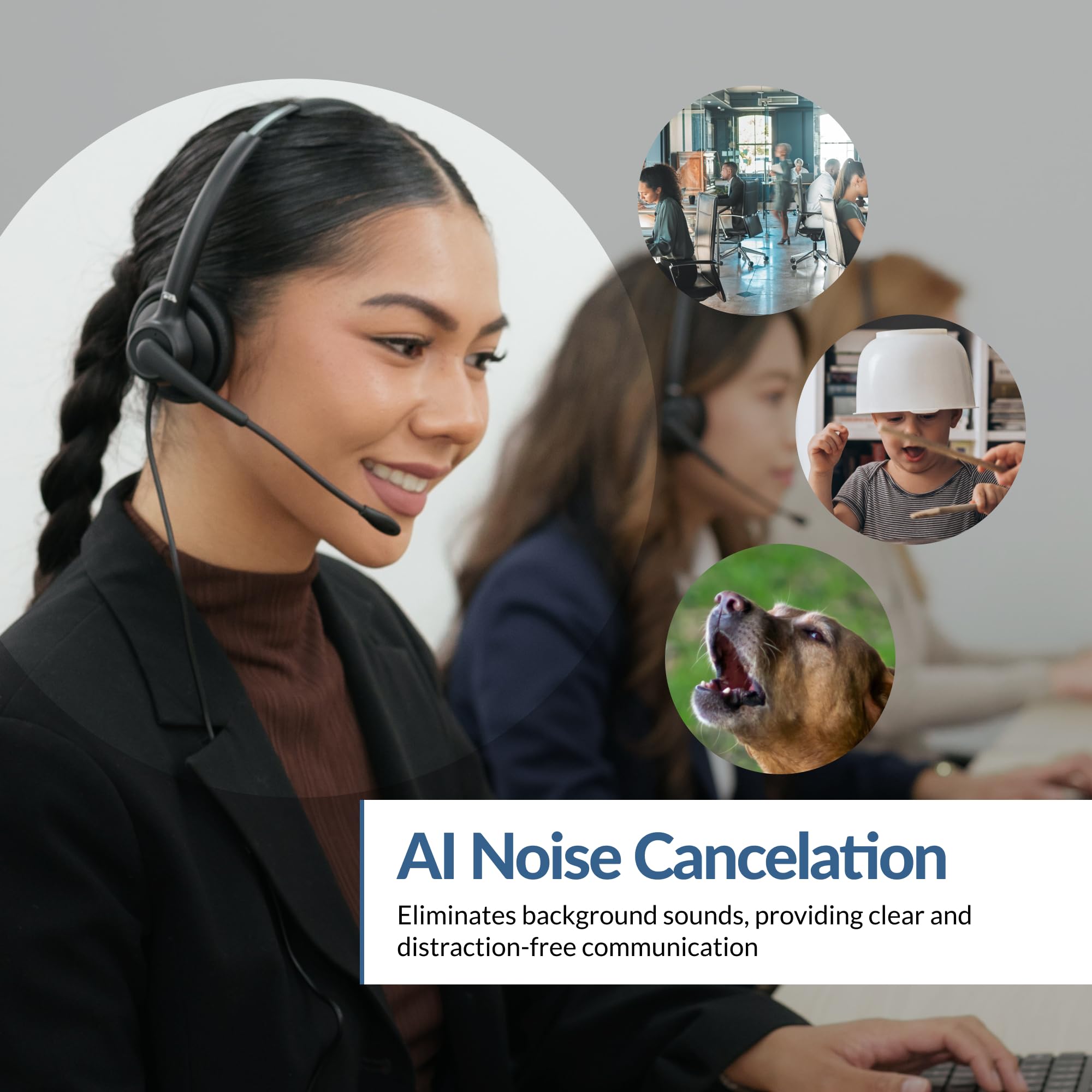 Cyber Acoustics Cuffie con cavo USB-C con microfono per PC (AC-304C), cuffie cablate con microfono a cancellazione del rumore per lavoro, chiamate e riunioni remote, nero