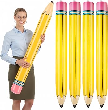 4Pcs 43 Inch Inflatable Pencil Balloon - Back to School & Graduation Season Party Decorations Giant Large Blow Up Pencil for Classroom Garden Hanging Photo Prop Birthday