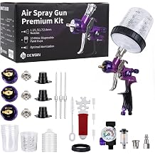 LVLP Air Spray Gun Premium Kit with 650ml Mixing Cup& 10 Disposable Cups, 1.3/1.5/1.7/2.0mm Nozzles Paint Gun Sprayer, Automotive Paint Gun for Cars, House DIY, Painting, Varnish& Top Coat