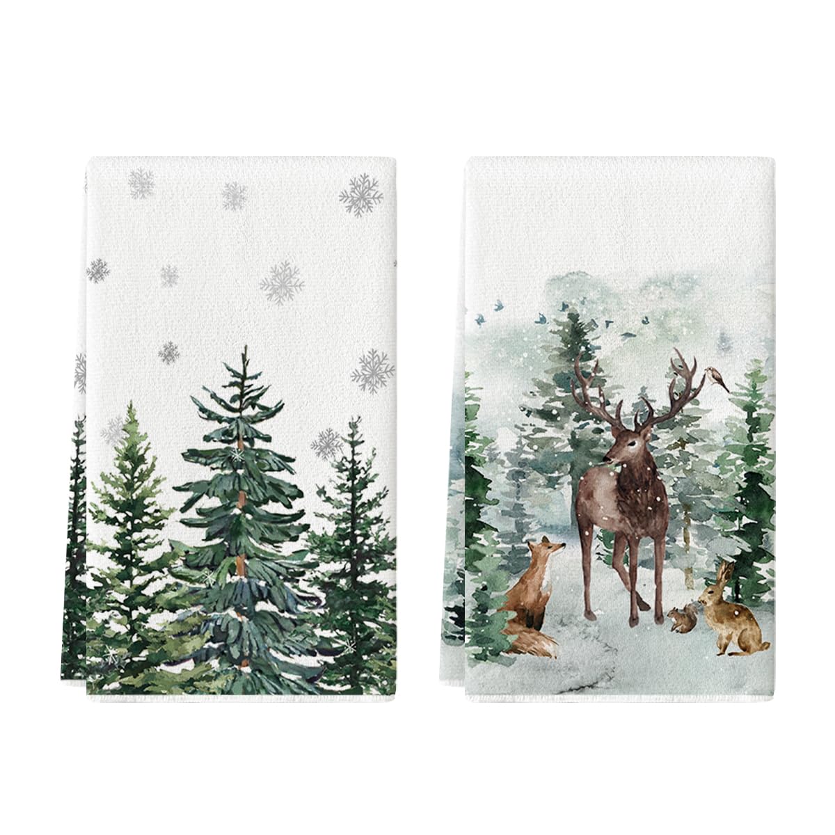 Weihnachts Geschirrtücher Set - 4 Mikrofaser Handtücher Mit Rentier Design