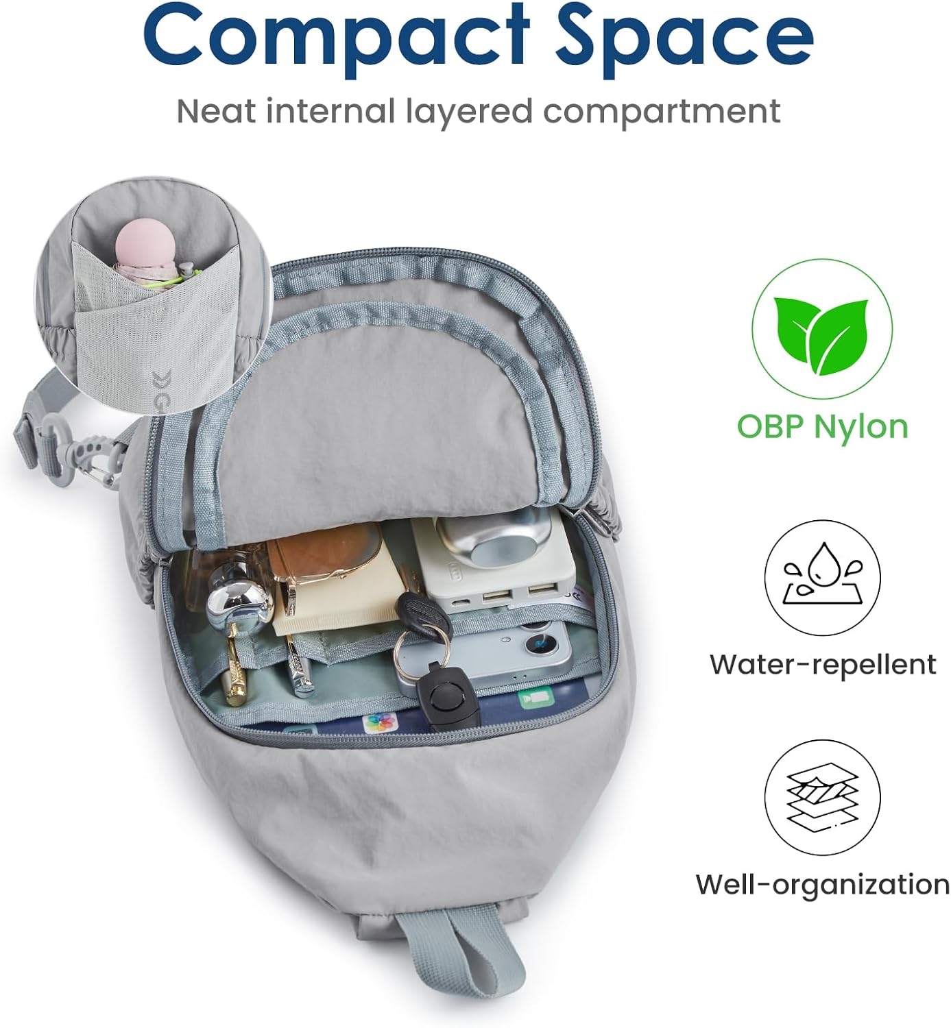 G4Free Sling Bag Casual Chest Shoulder Handbag Crossbody Backpack for Men with Front Pocket (Gray) - Image 3