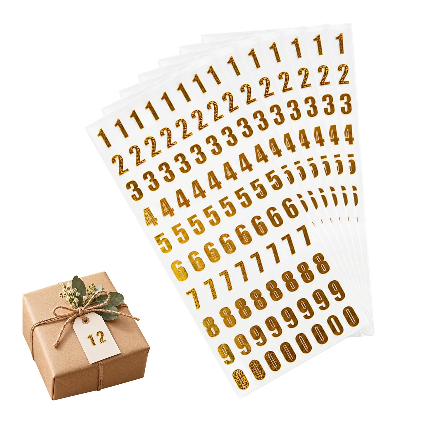 Zovonx 7 Sheets Gold Number Stickers Self Adhesive