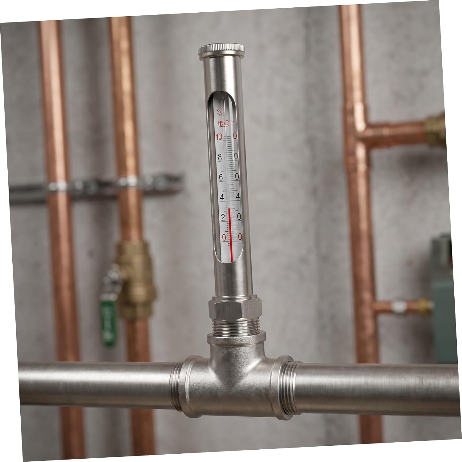 Industrial Glass Thermometer 3/4 Inch Npt Stainless Steel Temperature Gauge with Easy Installation and Versatile Compatibility for Boiler Monitoring and Heating System