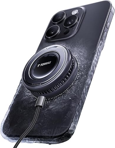 Vista 10 de TORRAS PolarCircle Qi2.2 Cargador inalámbrico, almohadilla magnética de enfriamiento de 25 W para iPhone 17/16, cargador inalámbrico para Samsung