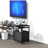 Vista 4 de Carro AV con teclado Tary y armario de bloqueo, carrito para laptop con ruedas, carritos utilitarios y bandeja extraíble, capacidad máxima de 350