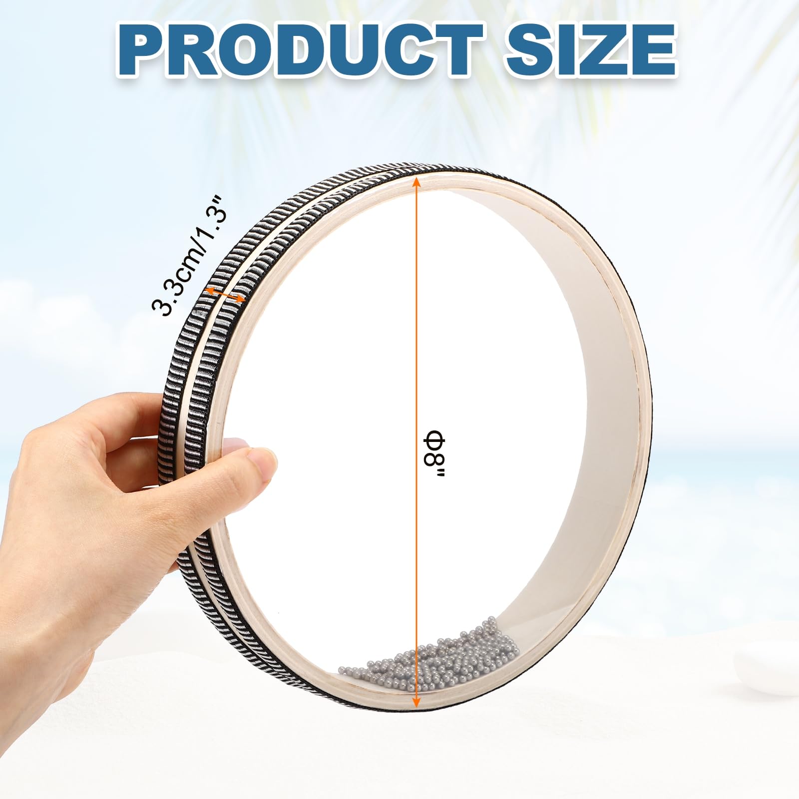 QUARKZMAN 8 Inches Ocean Sea Wave Sound Drum Musical Instruments Percussion Hand Drums With Wave Beads Ocean Sounds Pour Meditation & Relaxation