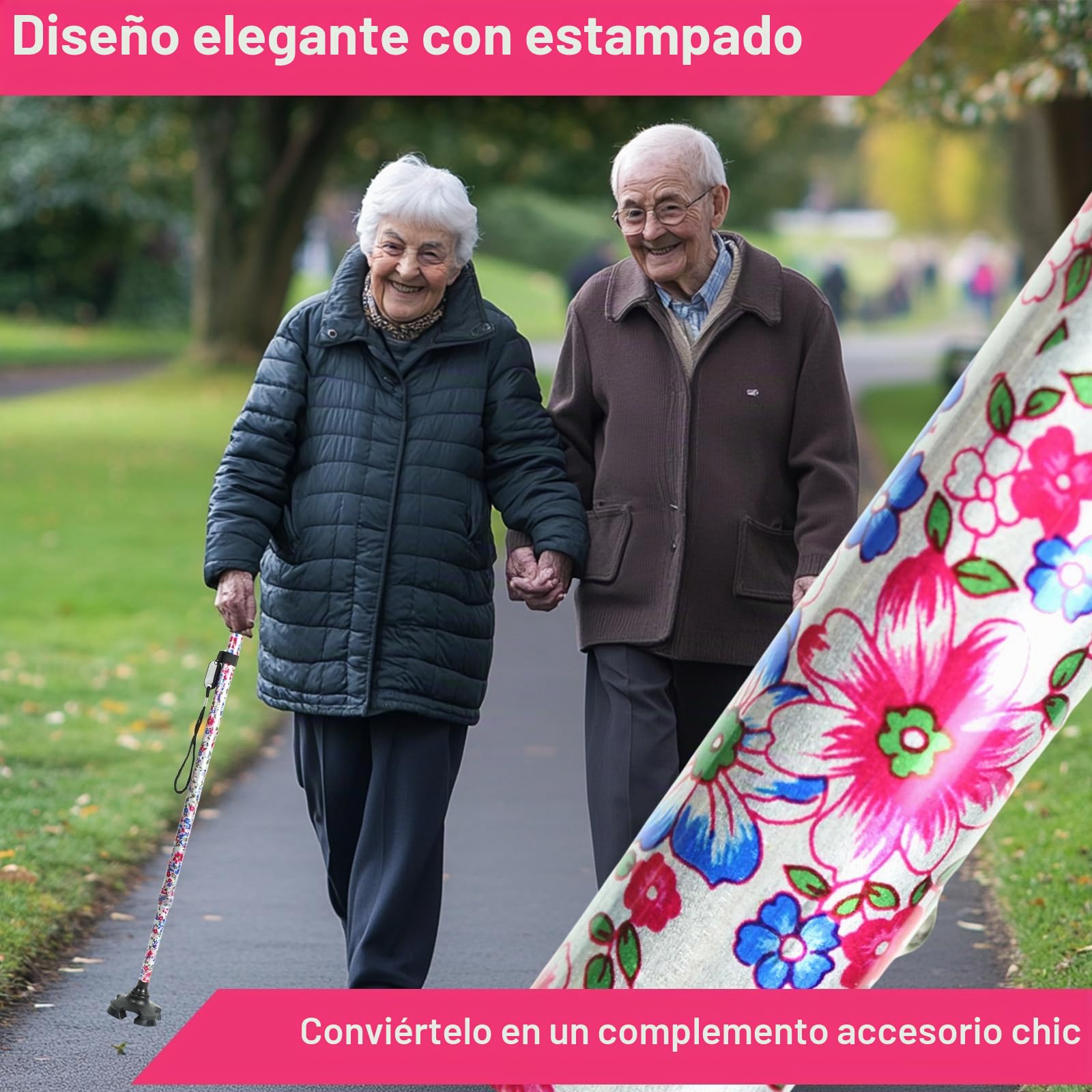 BeGrit Bastones para Mayores 57-95cm Bastón para Hombres y Mujeres Baston Anciano Portatil Mujer Autónomo Bastón Extensible para Caminar Ajustable Regulable Regalos para Personas Mayores y Adultos