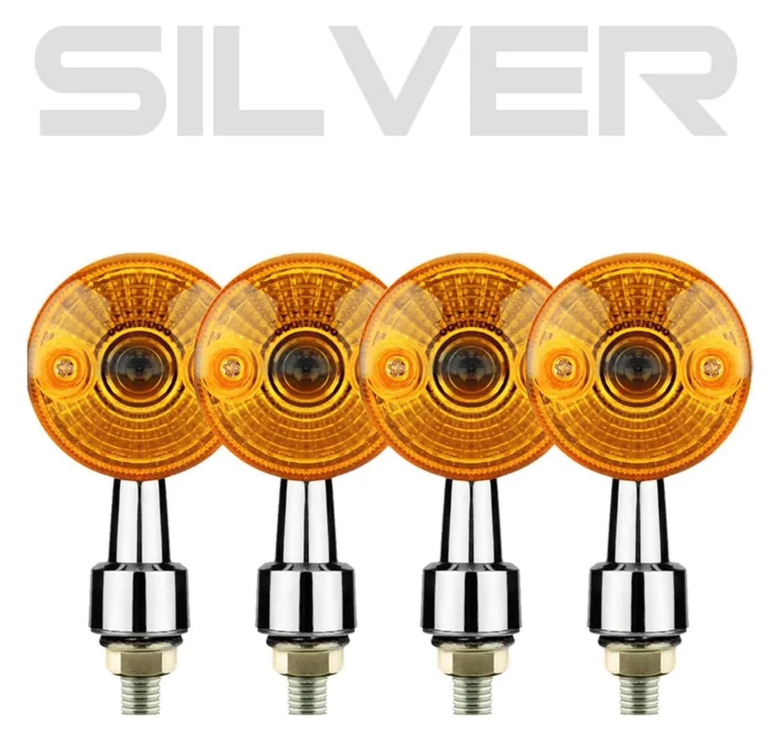 QWQNMC Indicatore Direzione Moto Moto Indicatore di Direzione Luci Lampeggianti 12V Luce Lampeggiante A LED Segnali Giallo Marcia(4 Piece Sliver)