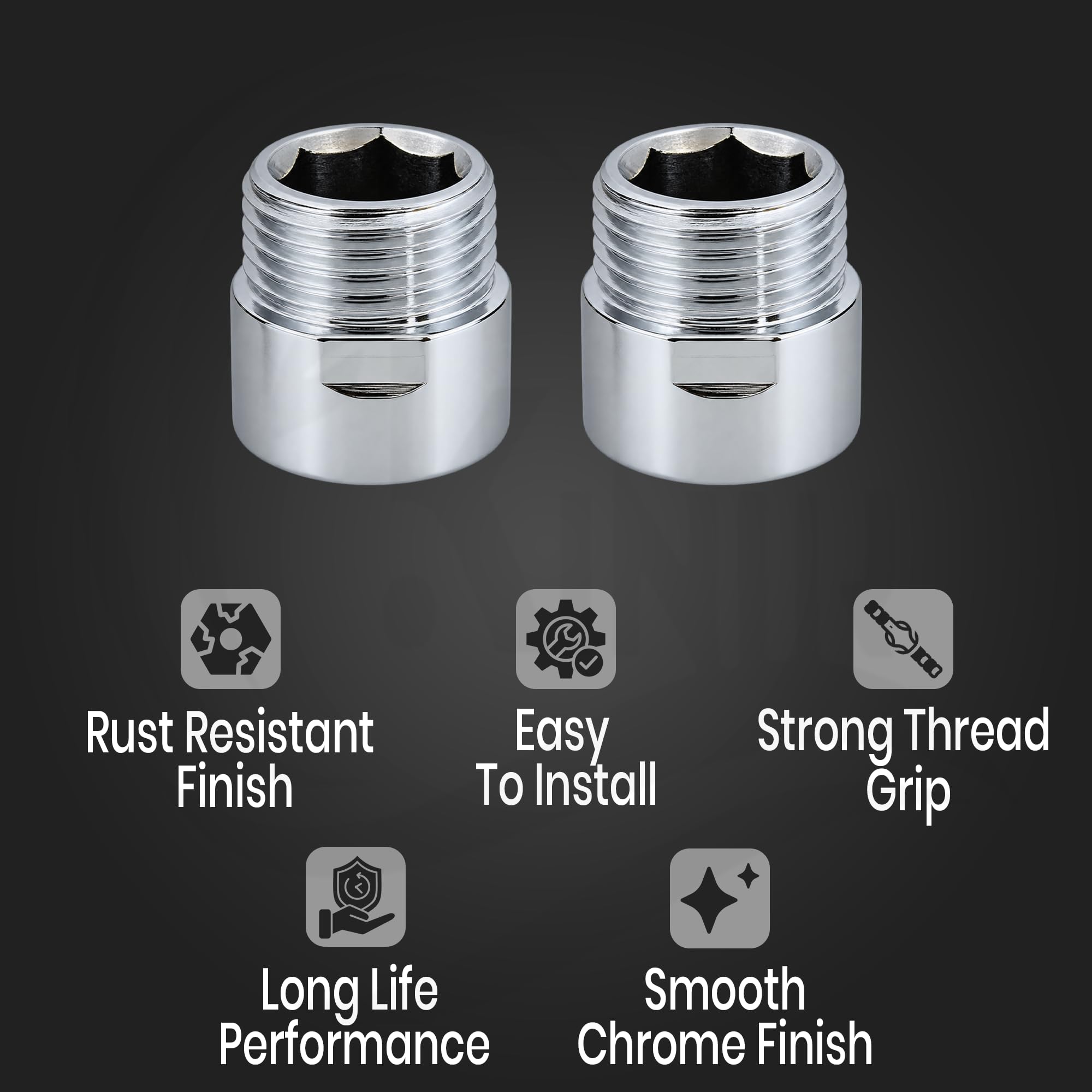 KINIK Brass Extension Nipples - Chrome Plated, Pack of 5 -3