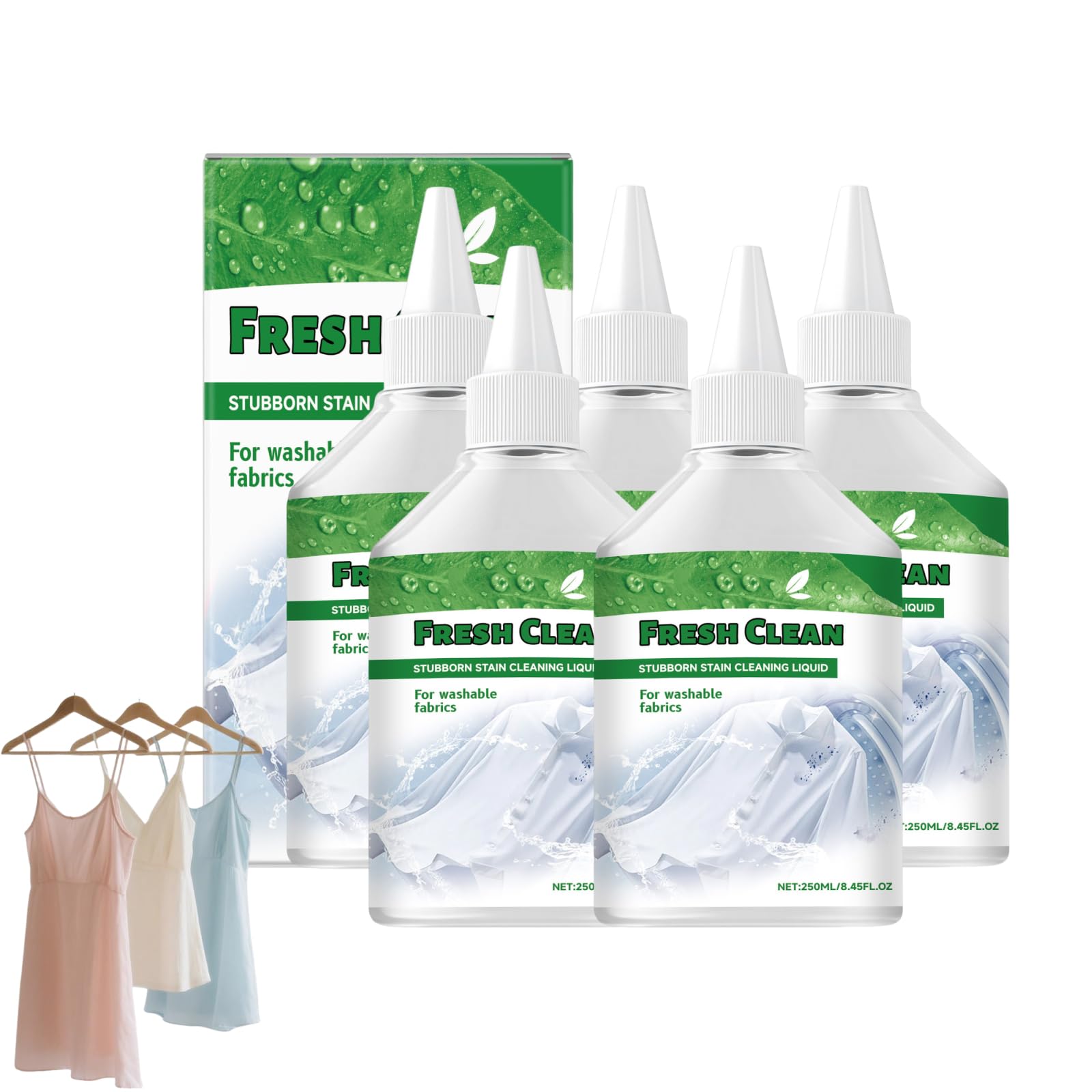 Liquido detergente per macchie ostinate sui vestiti - Smacchiatore per bucato con enzimi attivi - Trattamento per macchie di grasso, olio e cibo sui vestiti, per vestiti per neonati (5 bottiglie)