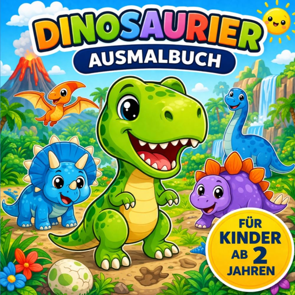 Meine Dinosaurier zum Ausmalen: 30 niedliche Dinosaurier zum Ausmalen – Große, einfache Motive für Kinder ab 2 Jahren (Meine Ausmalbilder)