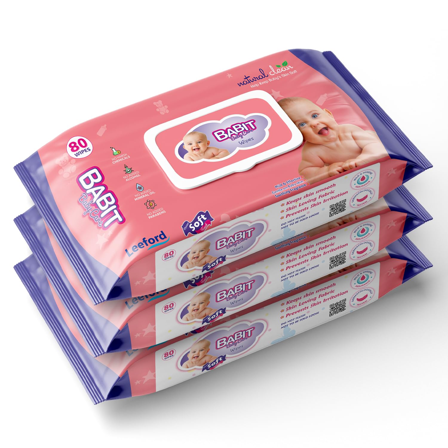 Baby Wipes (80pcs each) Pack of 3 | Gentle Cleansing for Newborn & Kids | Hydrates, Soothes & Prevents Rashes | Soft Wet Wipes for Baby & Adults