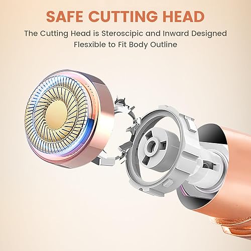 Miniatura 5 de Depilación facial para mujeres, dispositivo removedor de vello portátil sin dolor, recargable, con 2 cabezales de repuesto, para cara, labio