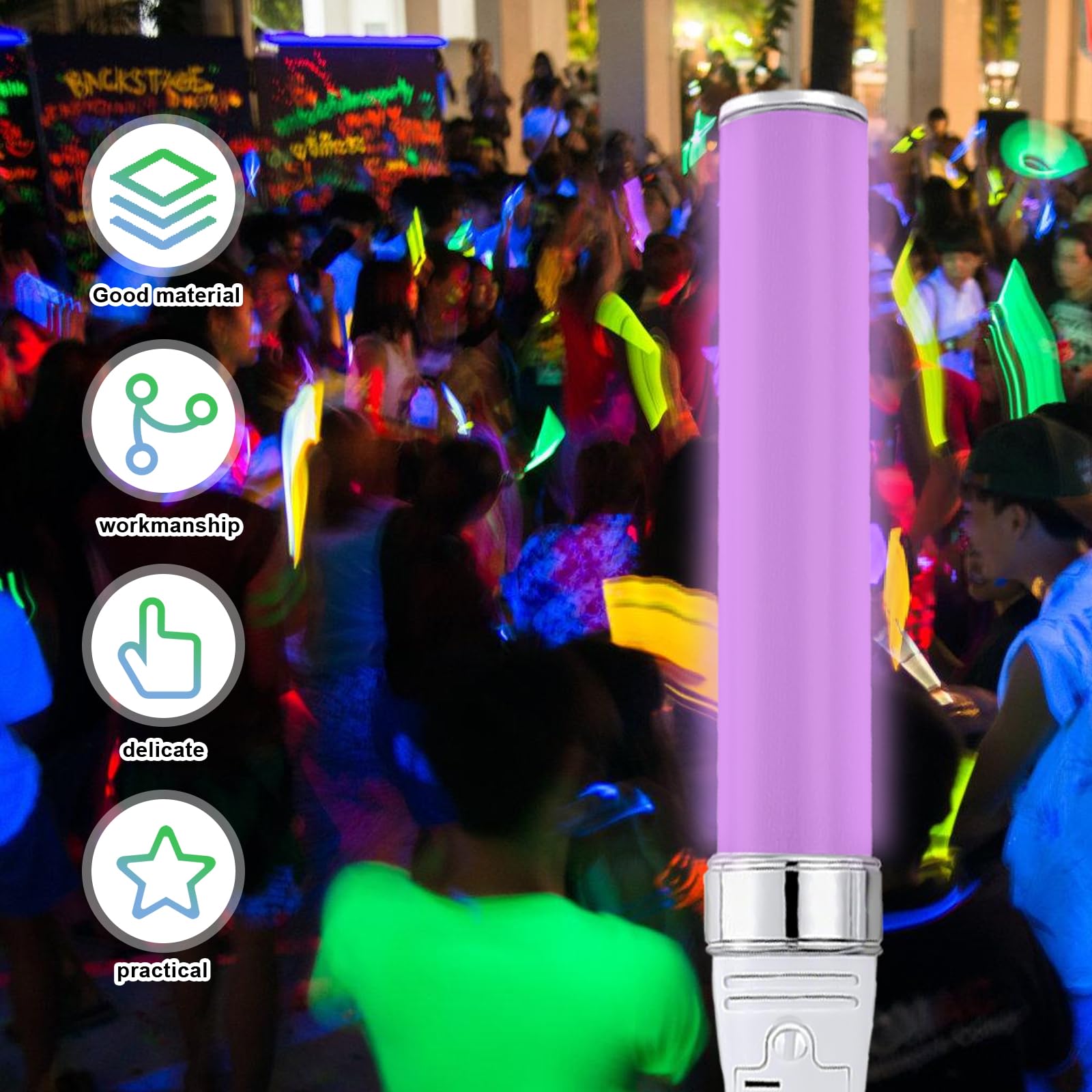 2 Bastoncini Luminosi LED Multicolore - 24 Colori, 25 Cm, Per Feste, Concerti, Compleanni E Halloween - Foto 4