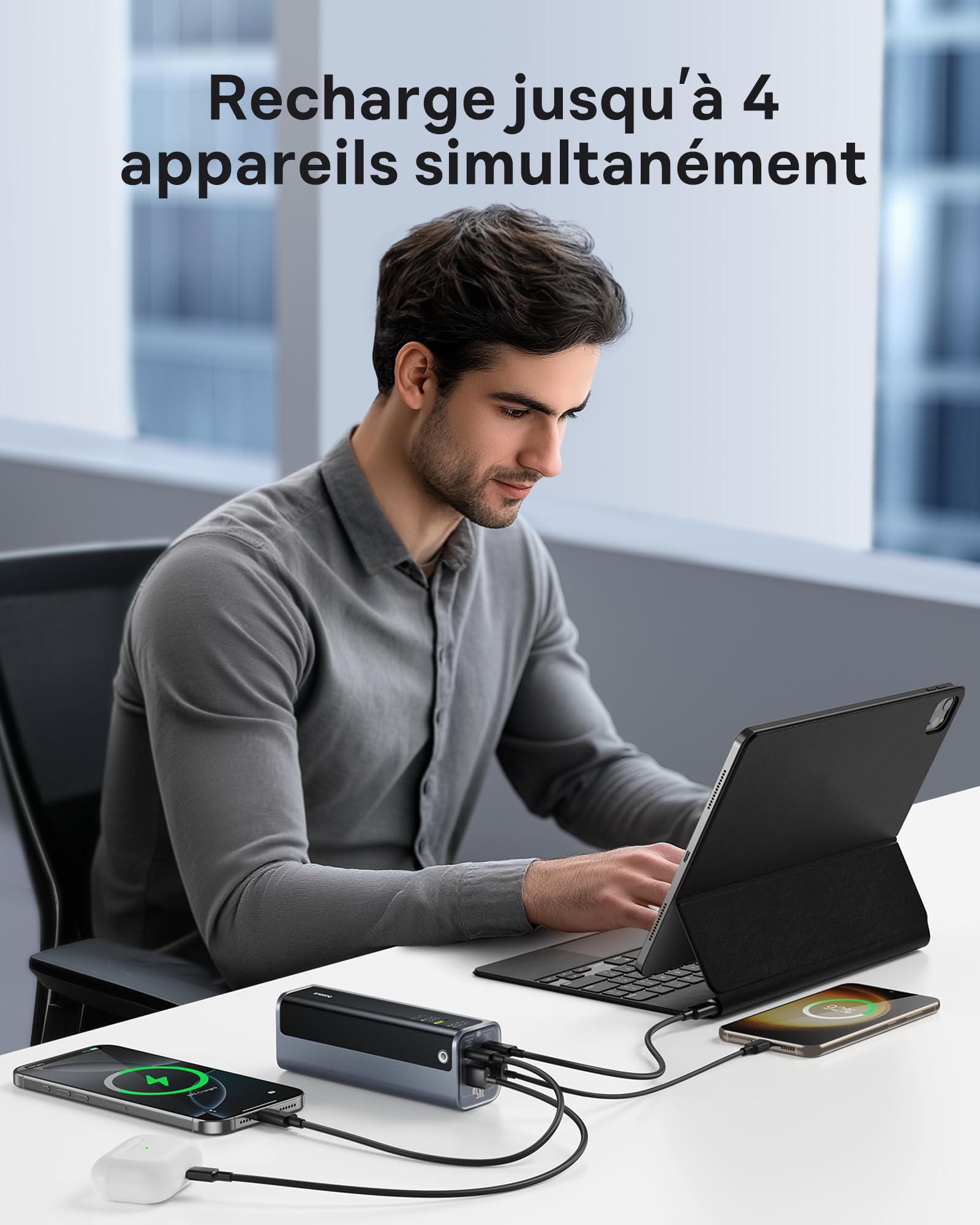 Baseus EnerGeek Powerbank 145W 20800mAh, Batterie Externe Charge Rapide avec 2X USB-C PD 3.0 100W Max, Affichage Intelligent, Compatible avec MacBook Pro, Dell, HP, SteamDeck, iPhone 16/15/14, Samsung